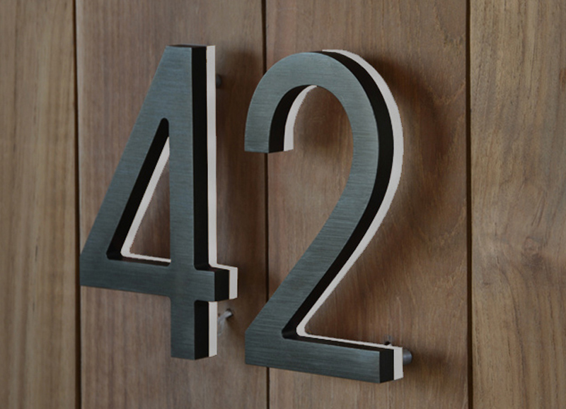 Modern 5″ Bronze House Numbers Illuminated