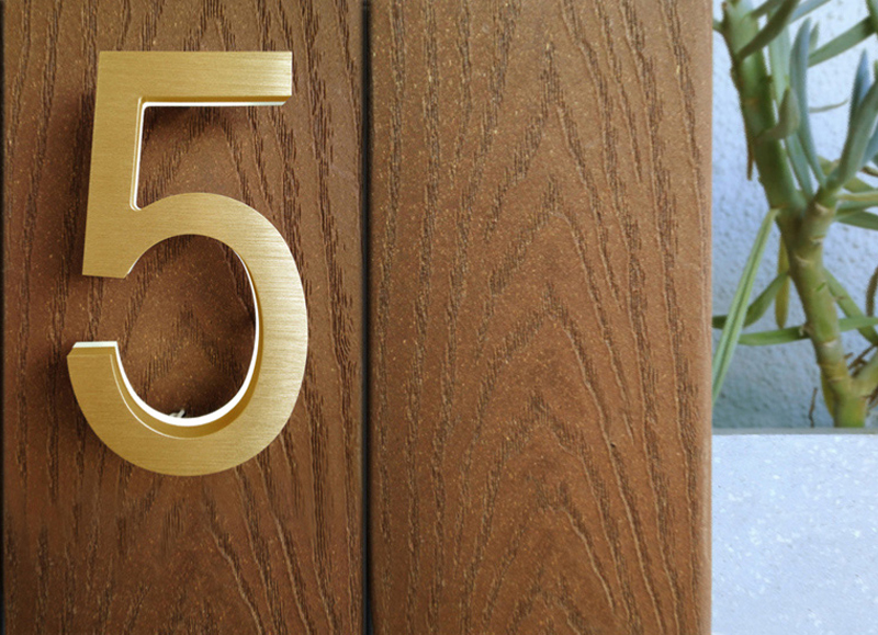 Modern Brass Led House Numbers 5″