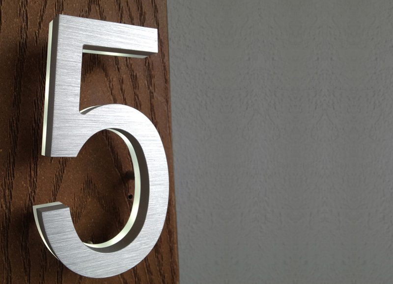Modern Brass Led House Numbers 5″