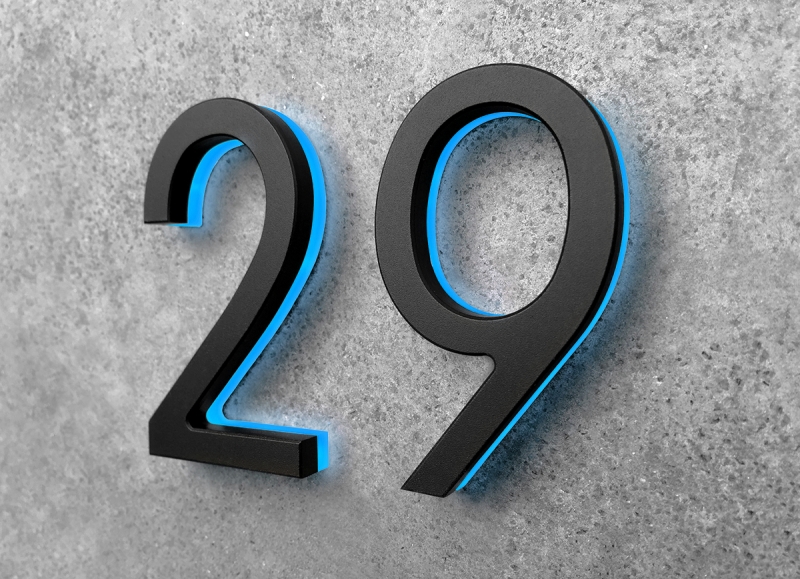 Modern Black 5″ Backlit LED Numbers