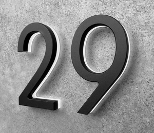 Modern Black Lighted House Numbers 8″