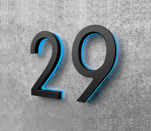 Modern 5″ Black / Blue LED Numbers