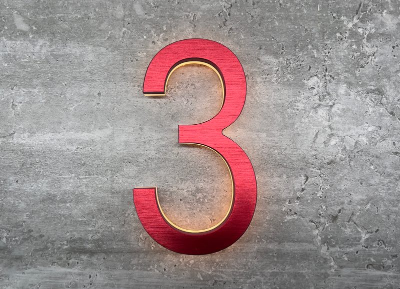 Modern Red 8″ LED House Numbers