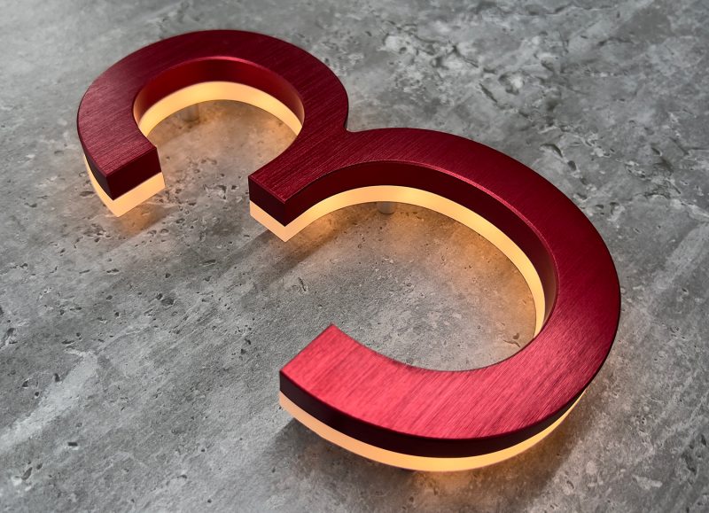 Modern Red 8″ LED House Numbers