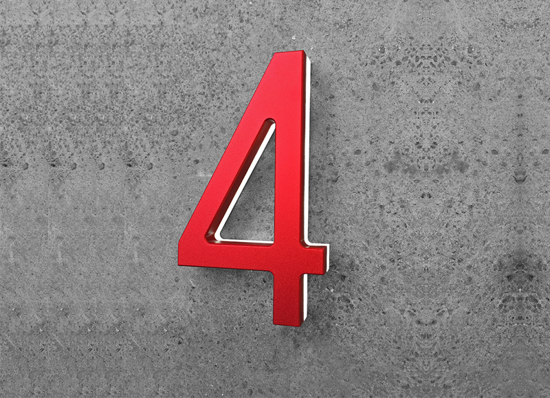 Modern Red 8″ LED House Numbers