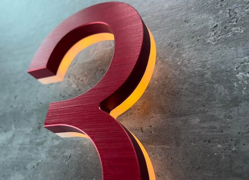 Modern Red 5″ Metal House Numbers Lighted