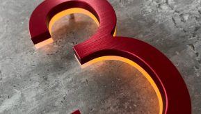 Modern Red 5″ Metal House Numbers Lighted