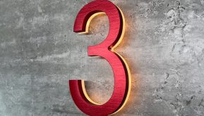 Modern Red 5″ Metal House Numbers Lighted