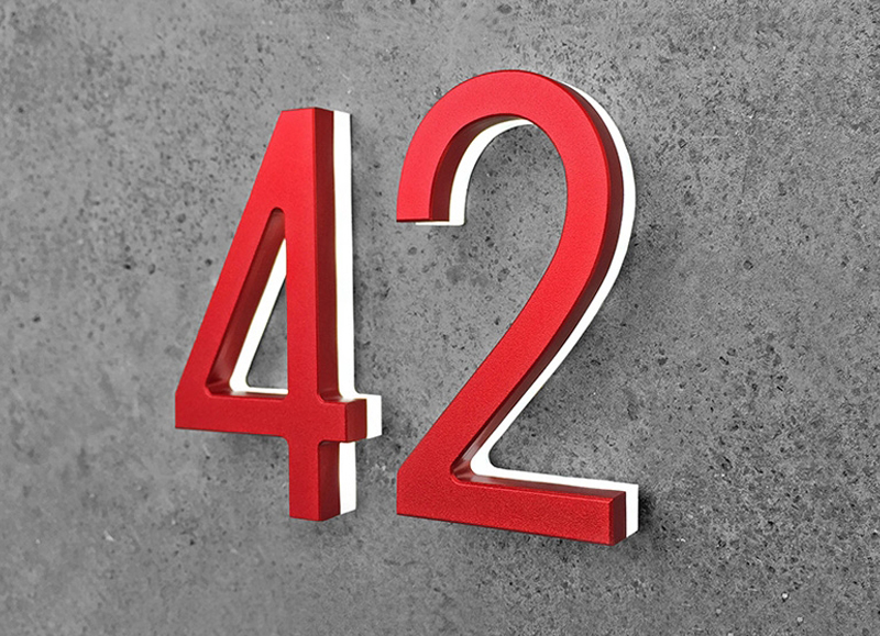 Modern Red 8″ LED House Numbers
