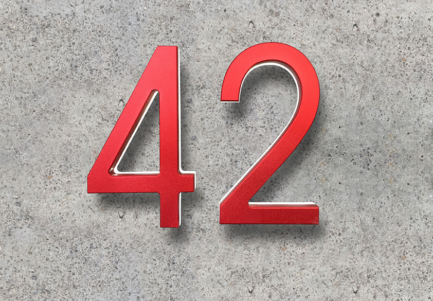 Modern Red 5″ Metal House Numbers Lighted