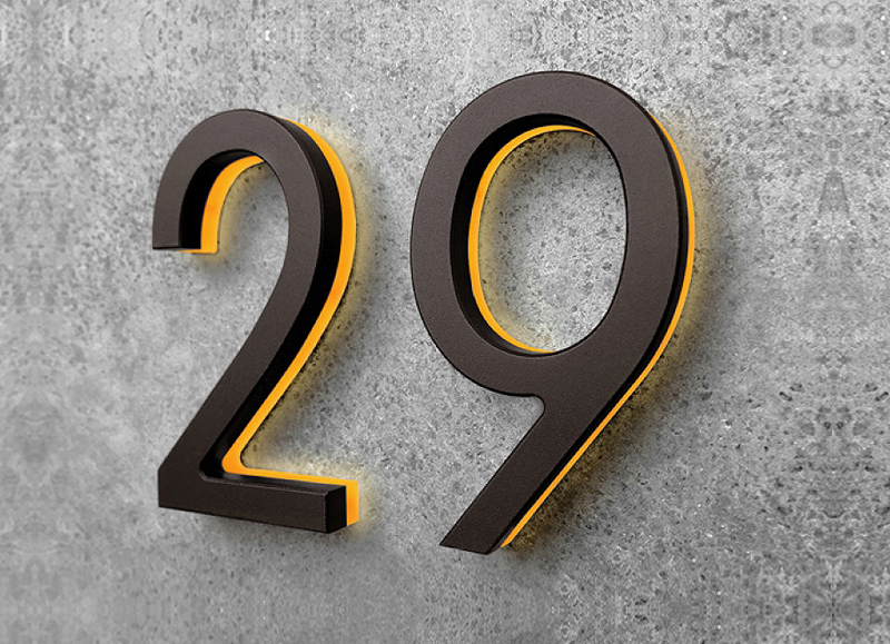 Modern 8″ Bronze Lighted Numbers & Letters