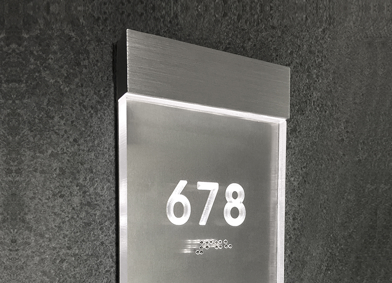 Lighted Clear Room Number Sign