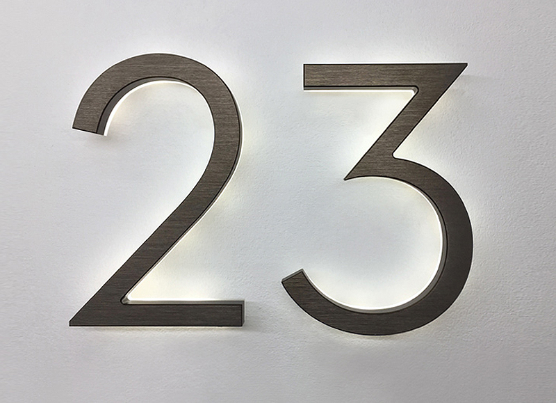 Modern Neutra 8″ Bronze Backlit Numbers