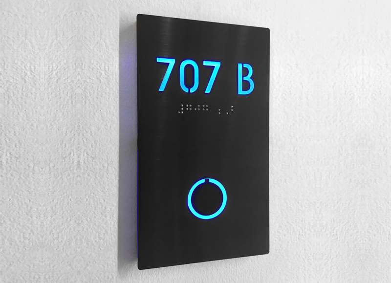 Room Number Panel Sign Black – Lighted