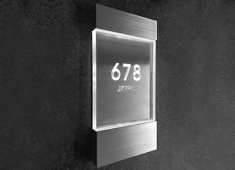 Lighted Clear Room Number Sign
