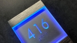 Lighted Clear LED Sign Blue Panel + Doorbell