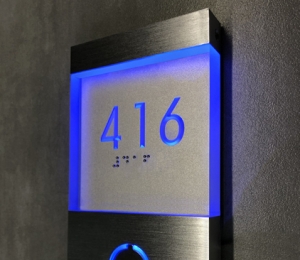 Lighted Clear LED Sign Blue Panel + Doorbell