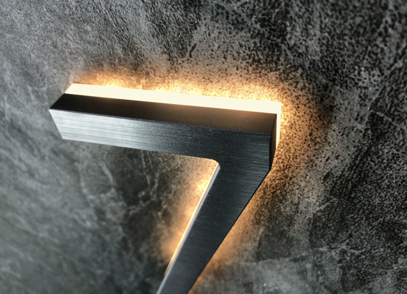 Modern 5″ Backlit Brushed House Numbers