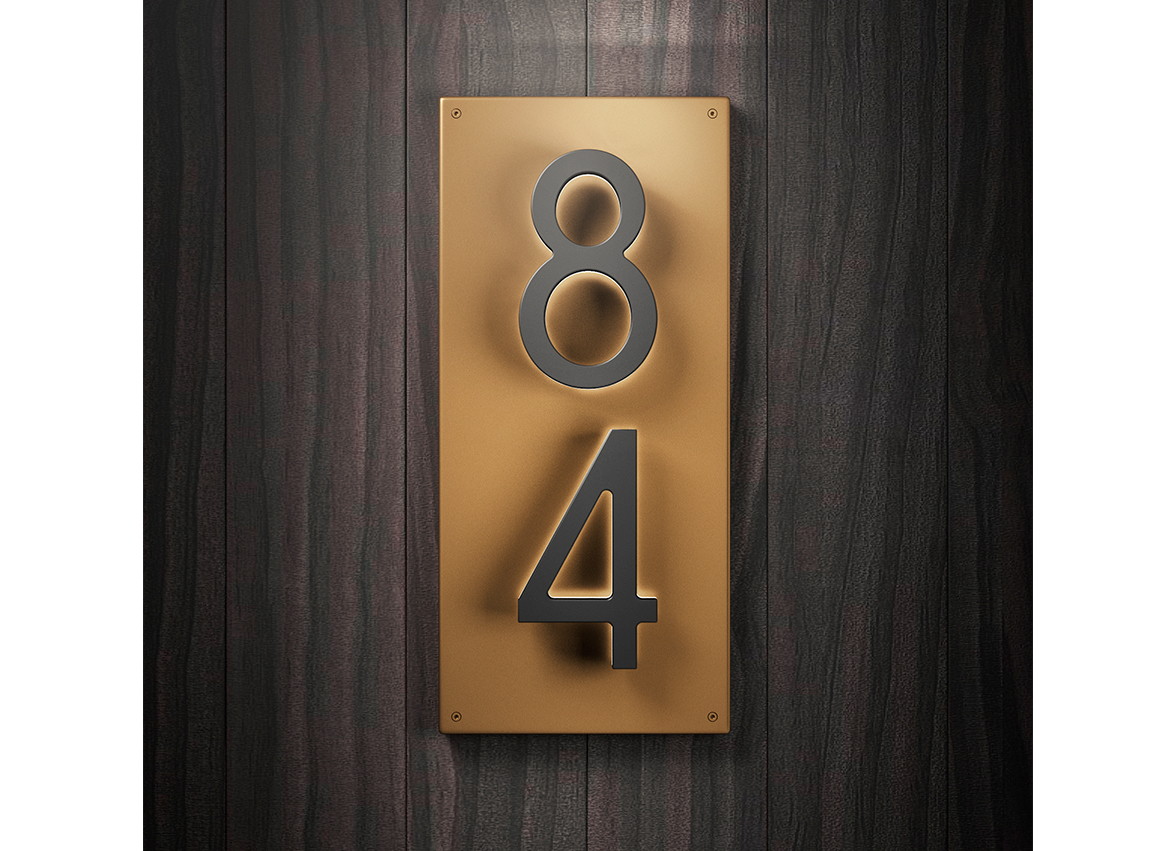 Illuminated House Number Backplate Vertical 5″