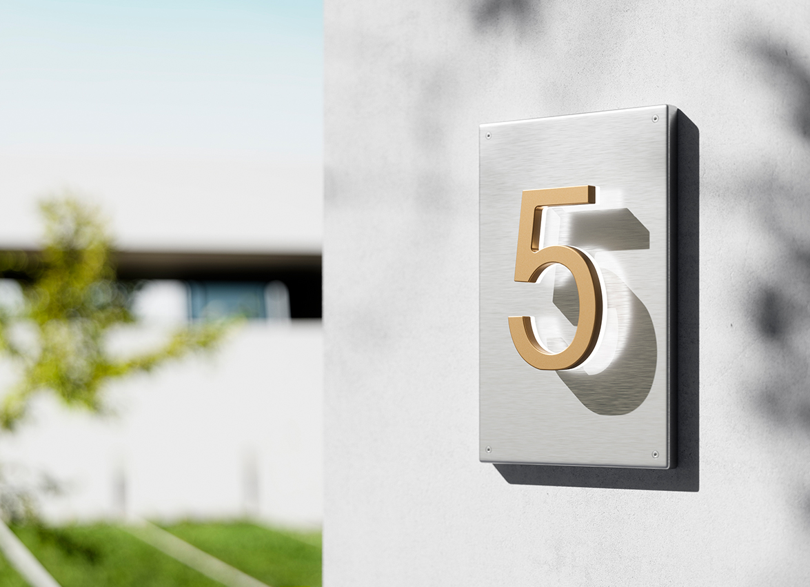 Illuminated House Number Backplate Vertical 5″