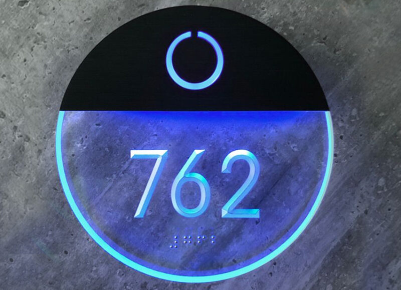 Round Clear Lighted Number Room Panel + Doorbell