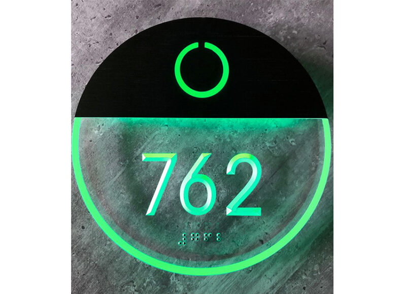 Round Clear Lighted Number Room Panel + Doorbell