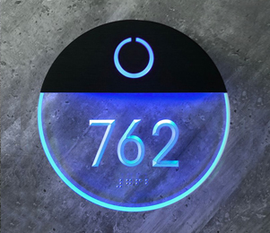 Round Clear Lighted Number Room Panel + Doorbell