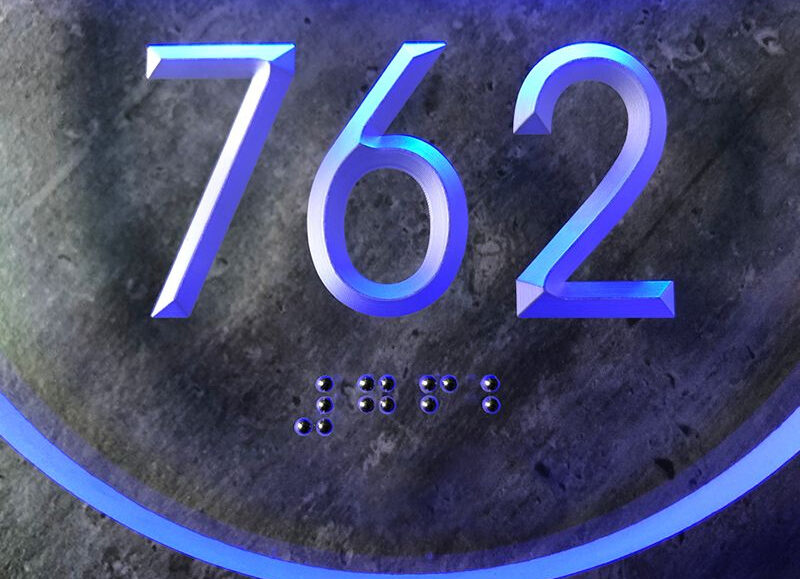 Round Clear Lighted Number Room Panel + Doorbell