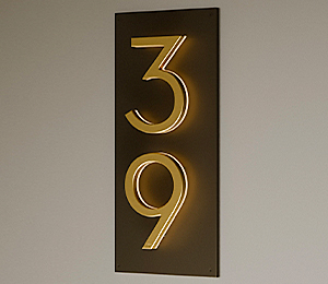 Vertical Neutra Address Plaque 200mm (8″) Backlit House Number Panel
